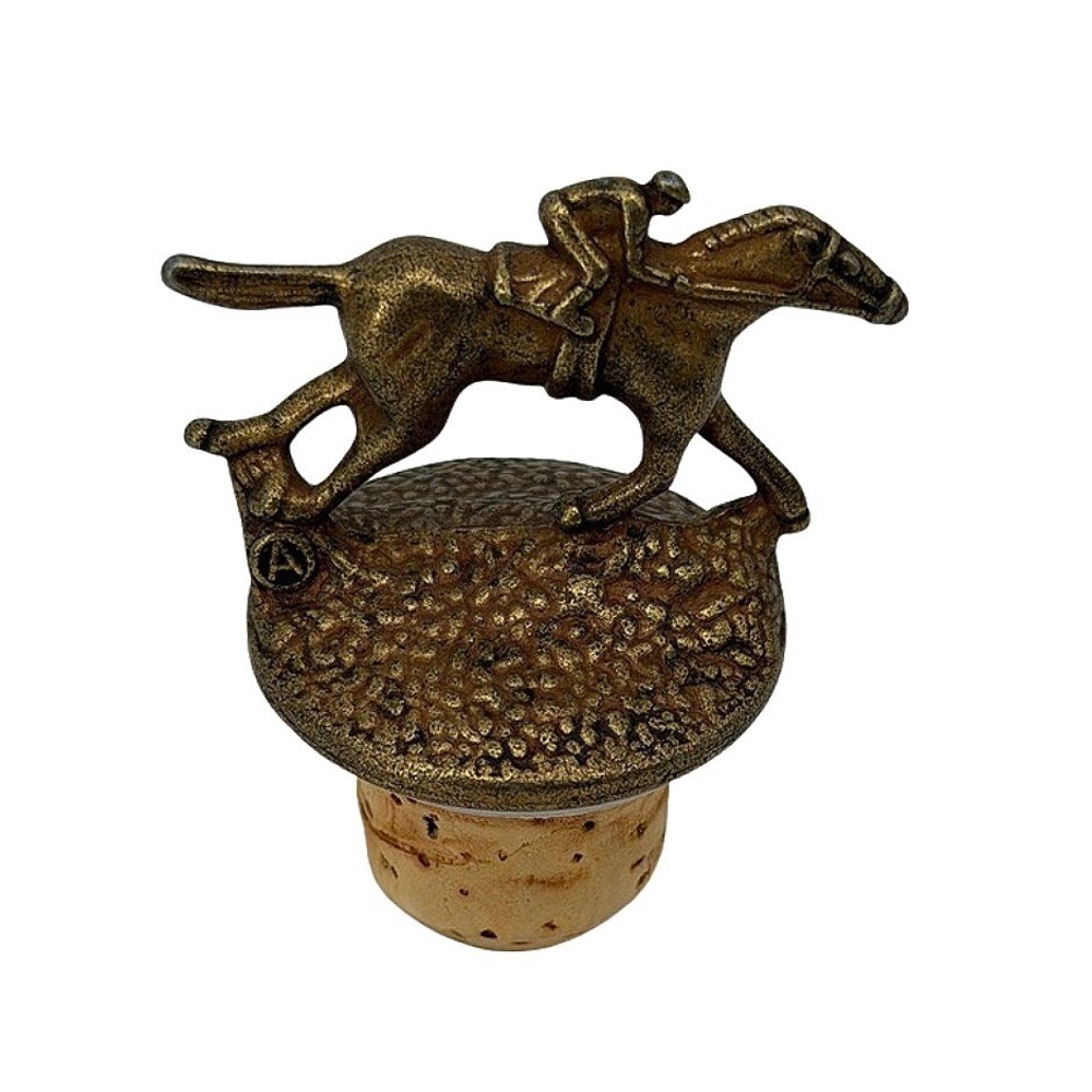Blantons Bourbon Bottle Stopper Horse Jockey Letter A Collectible Barware Gold